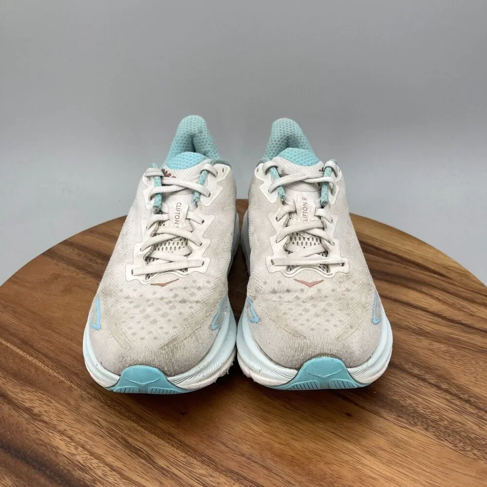 Hoka One One Clifton 9 Shoes Womens Size 9.5 B White Running Comfort Walking